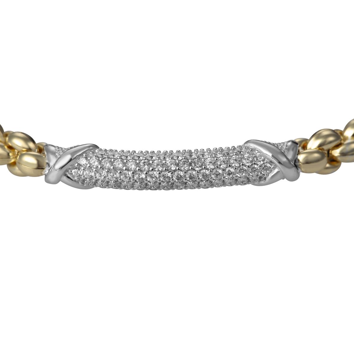 Zweifarbiges Armband mit Pavé-Mittelstück