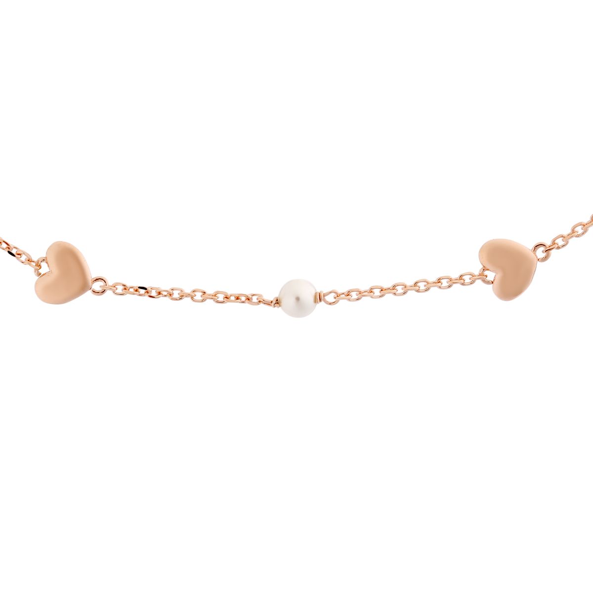 Herz- und Perlen-Gliederkettenarmband