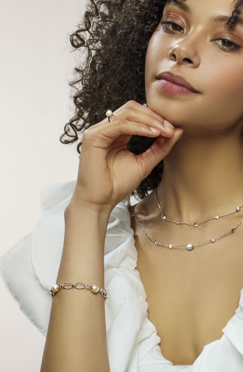 Elegantes Gliederarmband mit Perlenakzenten