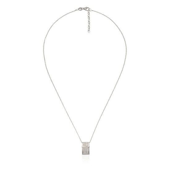 Halskette mit Pavé und Struktur-Anhänger