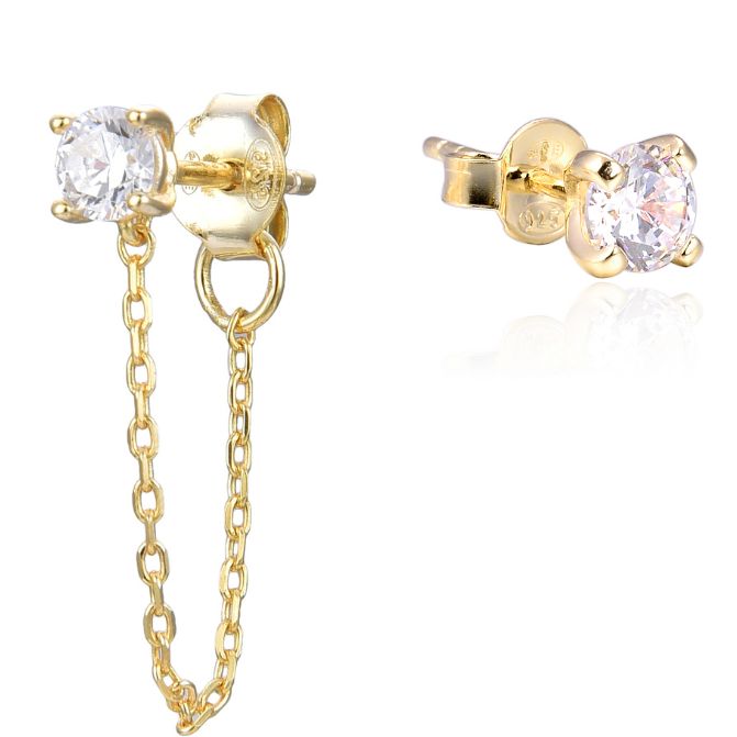Gena.paris 'Stone' Damen 925 Sterlingsilber Ohrstecker - Gold GBO1531-Y