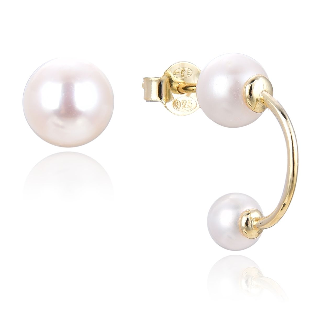 Gena.paris 'Asymmetrische' Damen-Ohrstecker aus 925 Sterling Silber - Gold GBO1533-Y