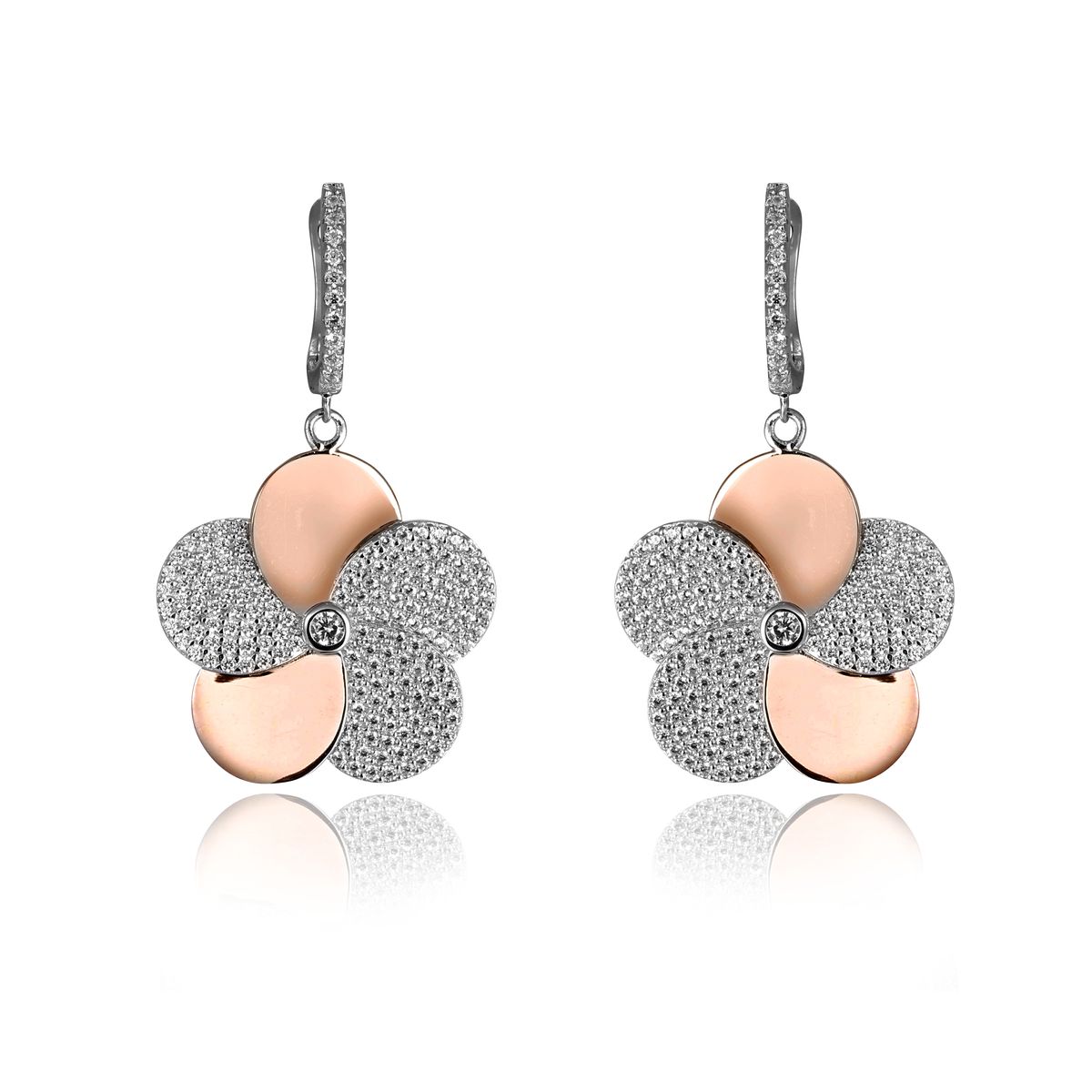 Orphelia 'Fioni' Tropfenohrringe aus 925er Sterlingsilber für Damen - Silber/Rosé ZO-7452