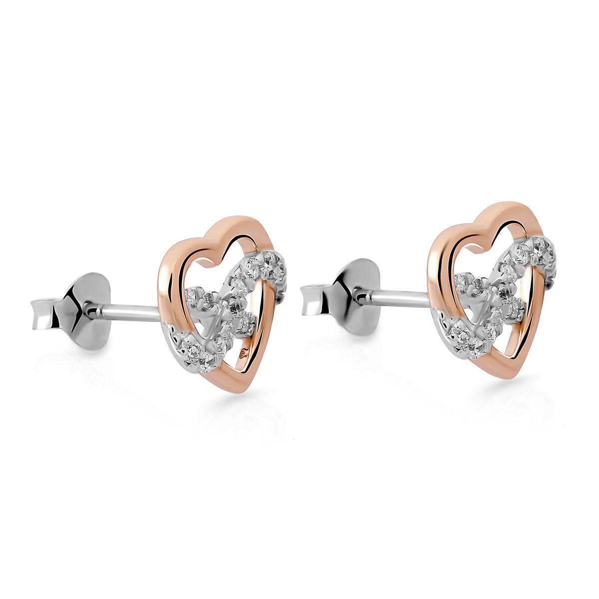 Elegante Bicolor Herz-Ohrstecker