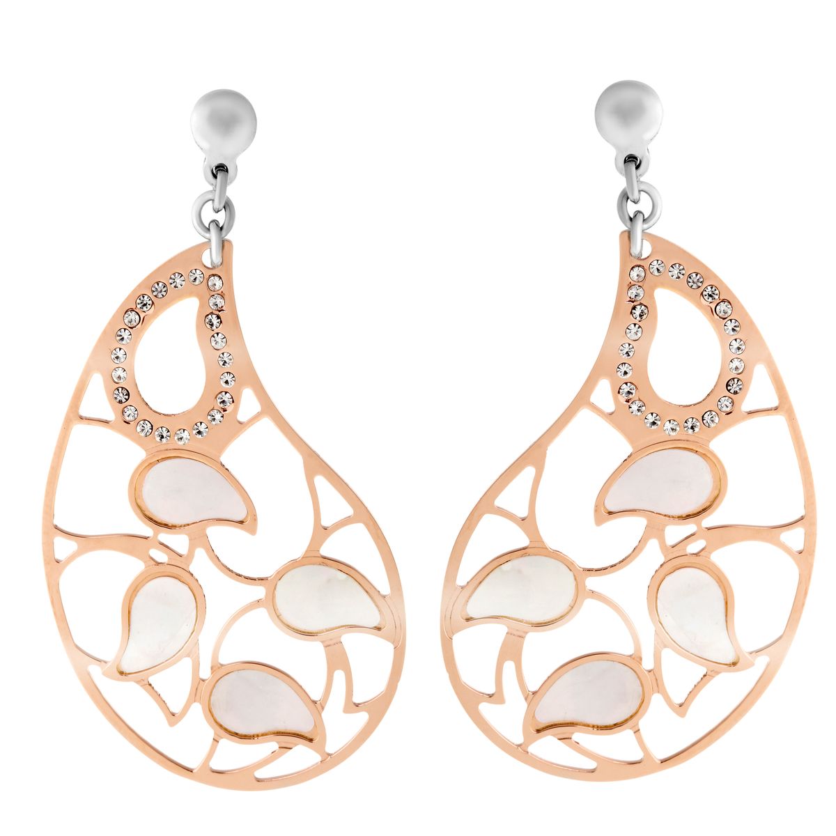 Orphelia 'Lana' Tropfenohrringe aus 925er Sterlingsilber für Damen - Silber/Rosé ZO-7164