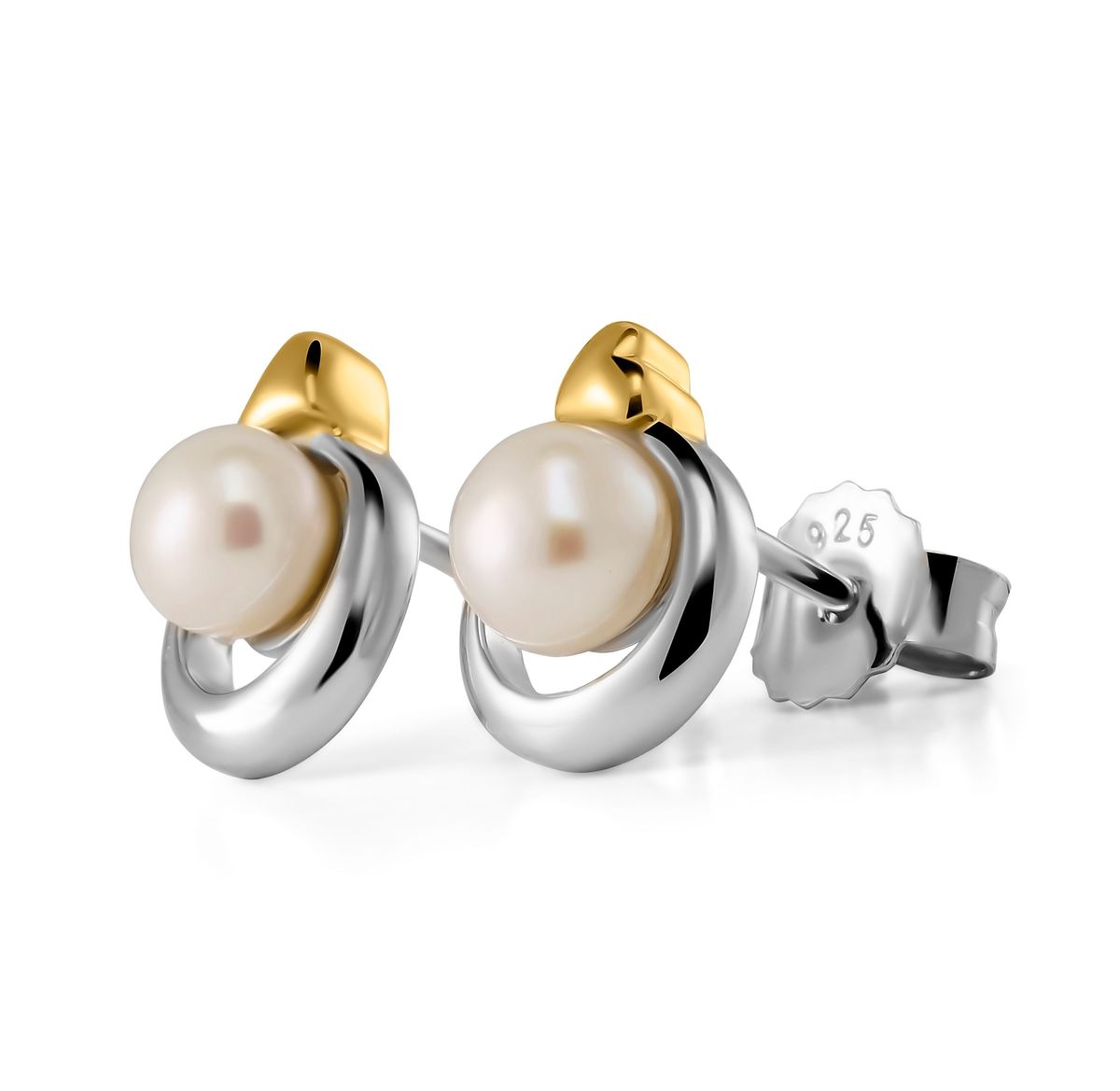 Orphelia 'Mathilde' Ohrstecker für Damen, 925 Sterling Silber - Silber/Gold ZO-7510/G