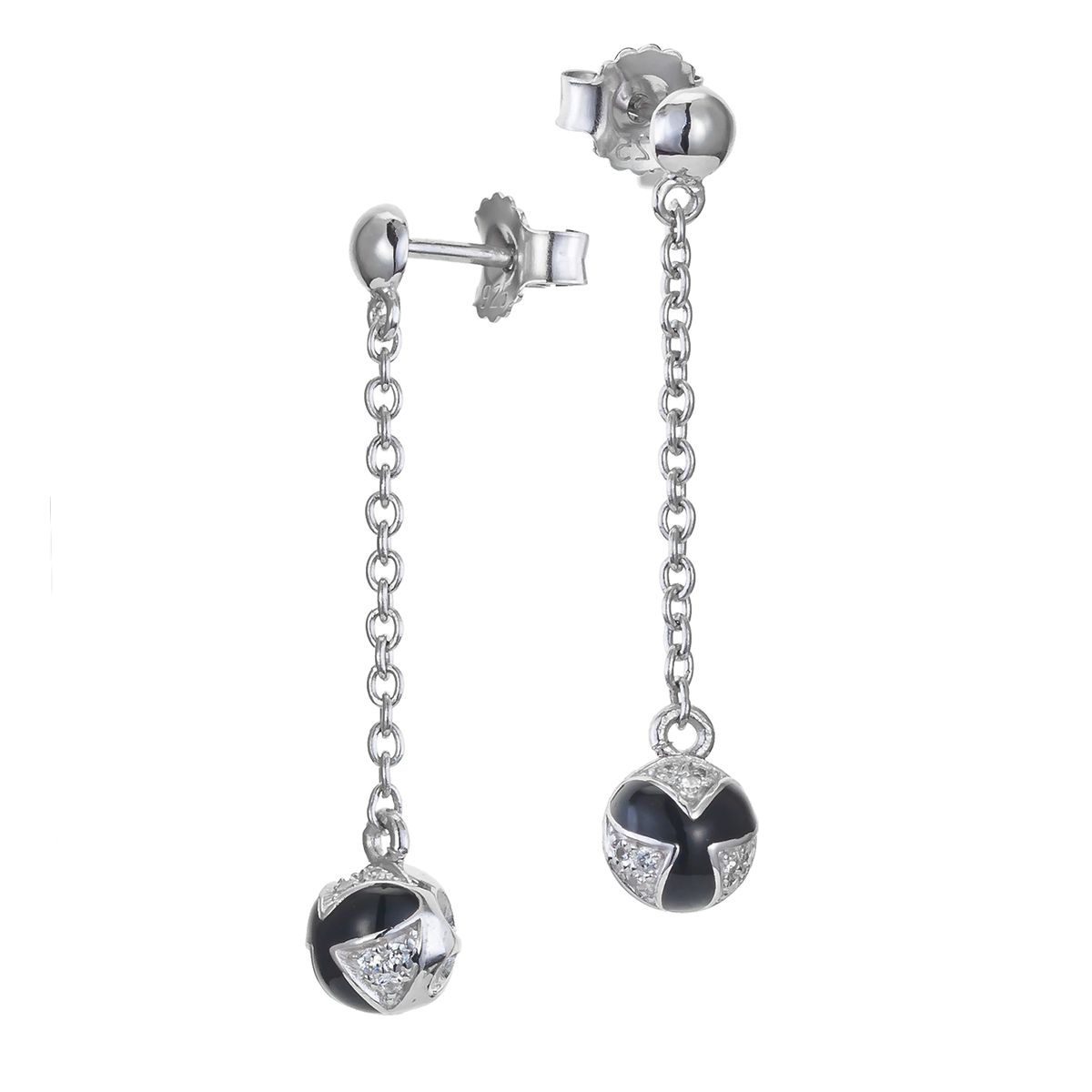 Orphelia 'Sedona' Tropfenohrringe aus 925er Sterlingsilber für Damen - Silber/Schwarz ZO-7332