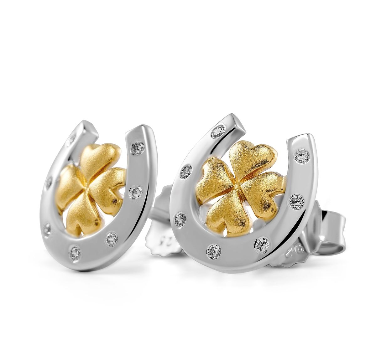 Orphelia 'Signature' Damen Ohrstecker aus 925er Sterling Silber - Silber/Gold ZO-7517
