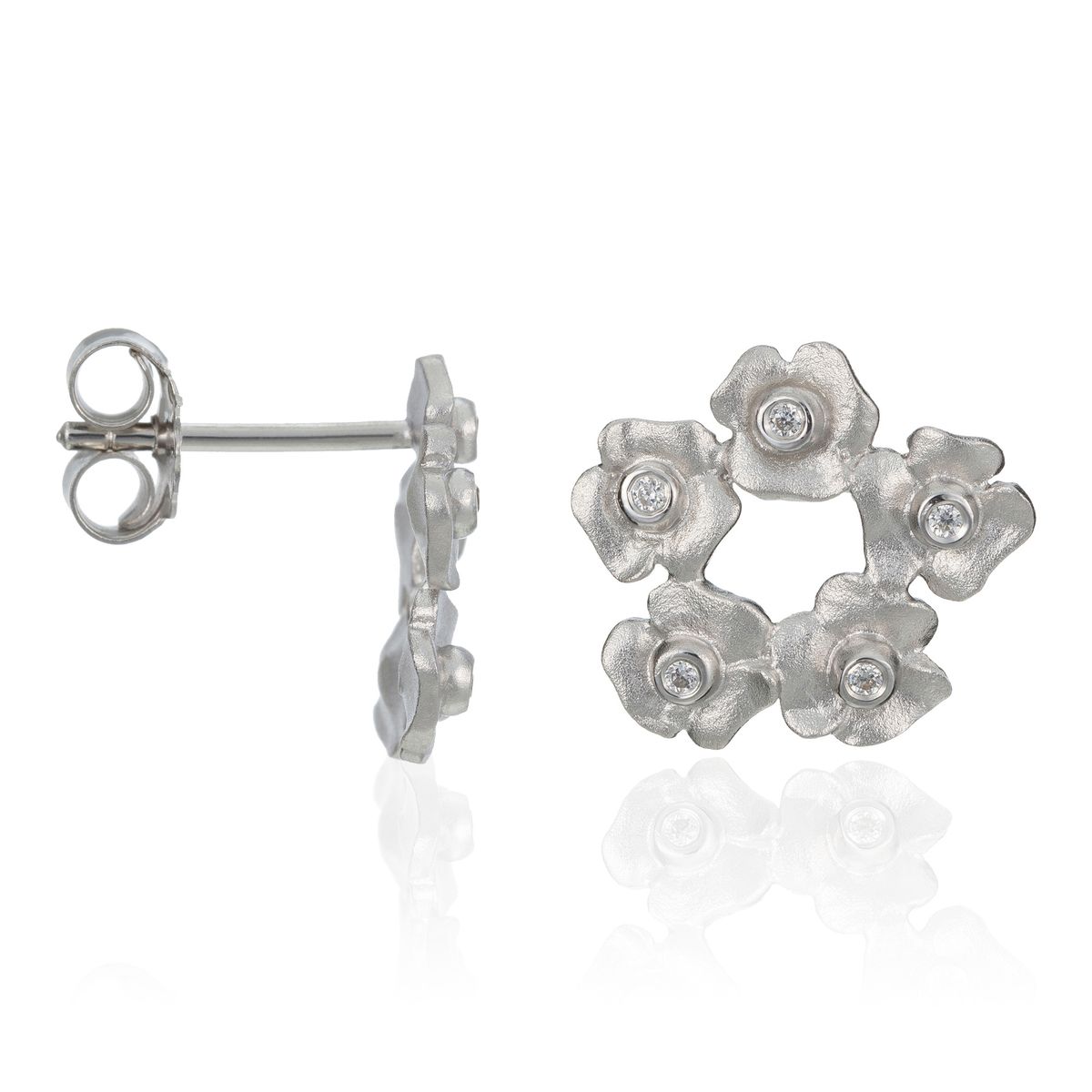 Florale Kranz-Ohrstecker aus Sterlingsilber