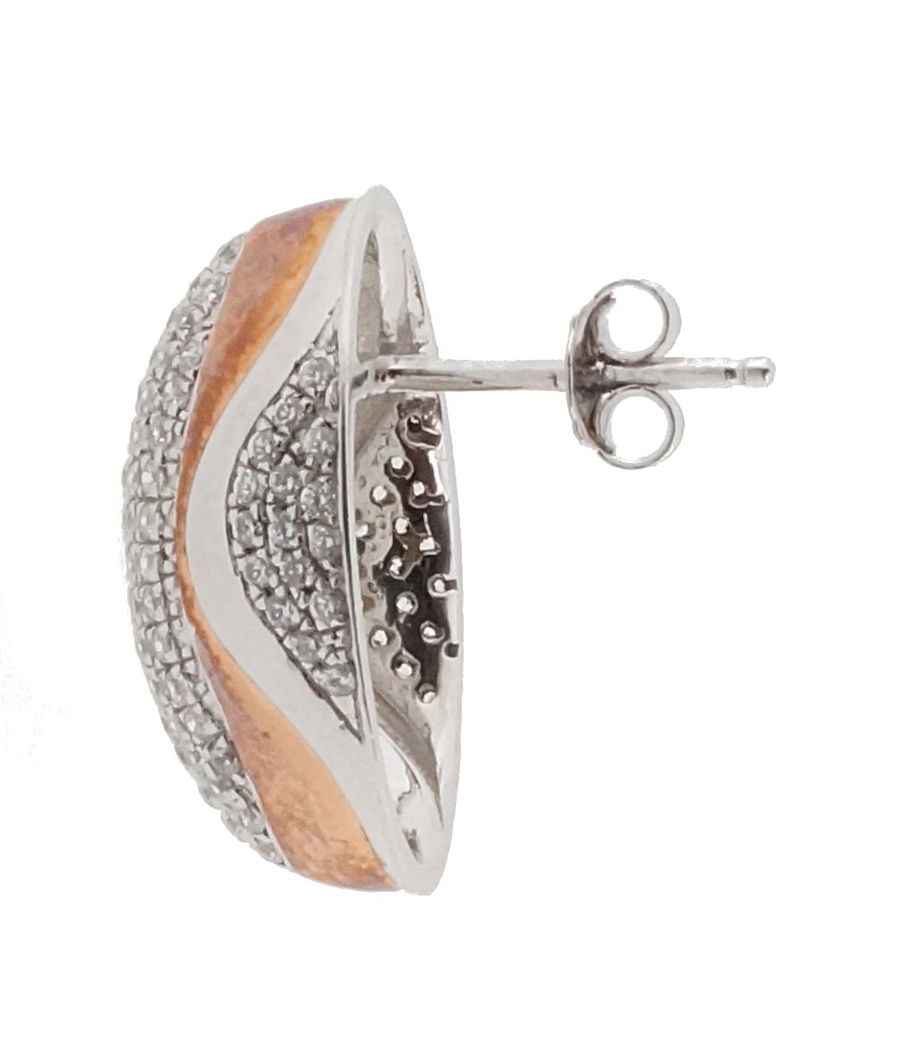 Elegante Zweifarbige Geschwungene Pave-Ohrstecker