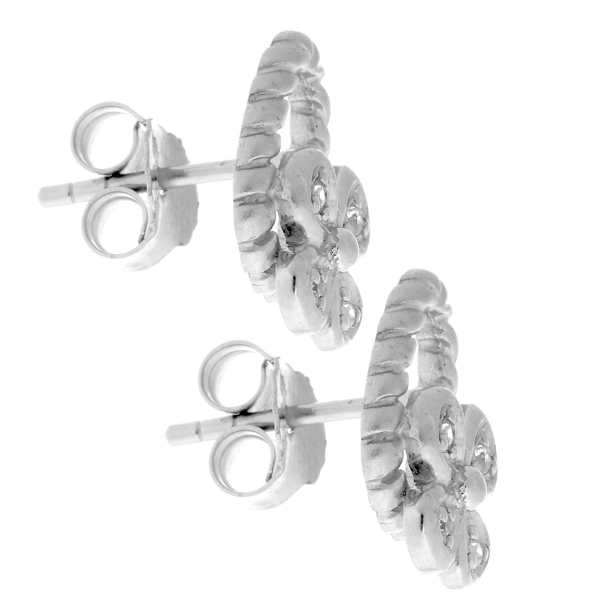 Strukturierte Blumen-Ohrstecker aus Sterlingsilber