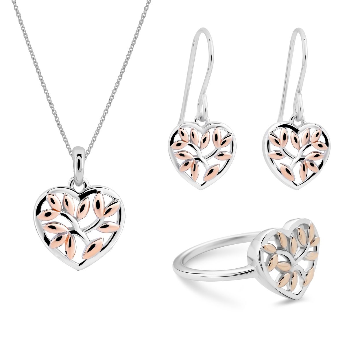 Orphelia 'Afia' Damen-Set aus 925er Sterlingsilber: Halskette + Ohrringe + Ring – Silber/Rosé SET-7474