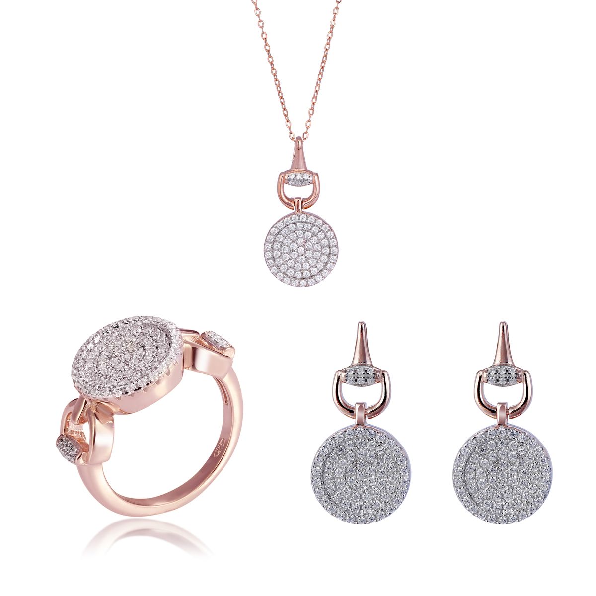 Orphelia 'Alisia' Damen-Set aus 925er Sterlingsilber: Halskette + Ohrringe + Ring – Rosé SET-7420