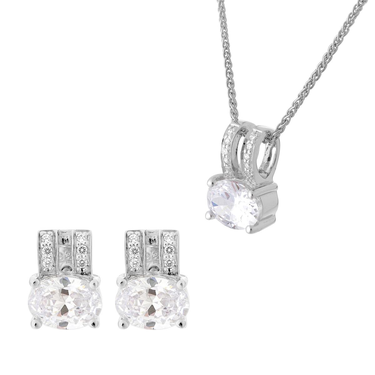 Orphelia 'Alena' Damen 925 Sterling Silber Set: Kettenanhänger + Ohrringe - Silber SET-7122