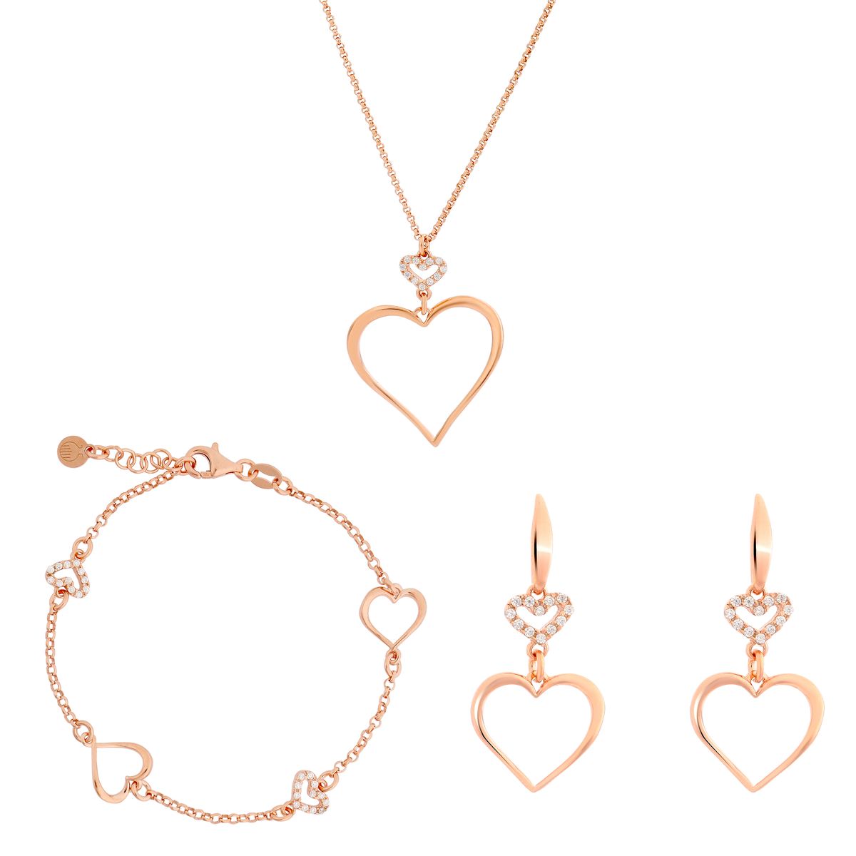 Orphelia 'Alfina' Damen-Set aus 925er Sterlingsilber: Kette + Armband + Ohrringe – Rosé SET-7383