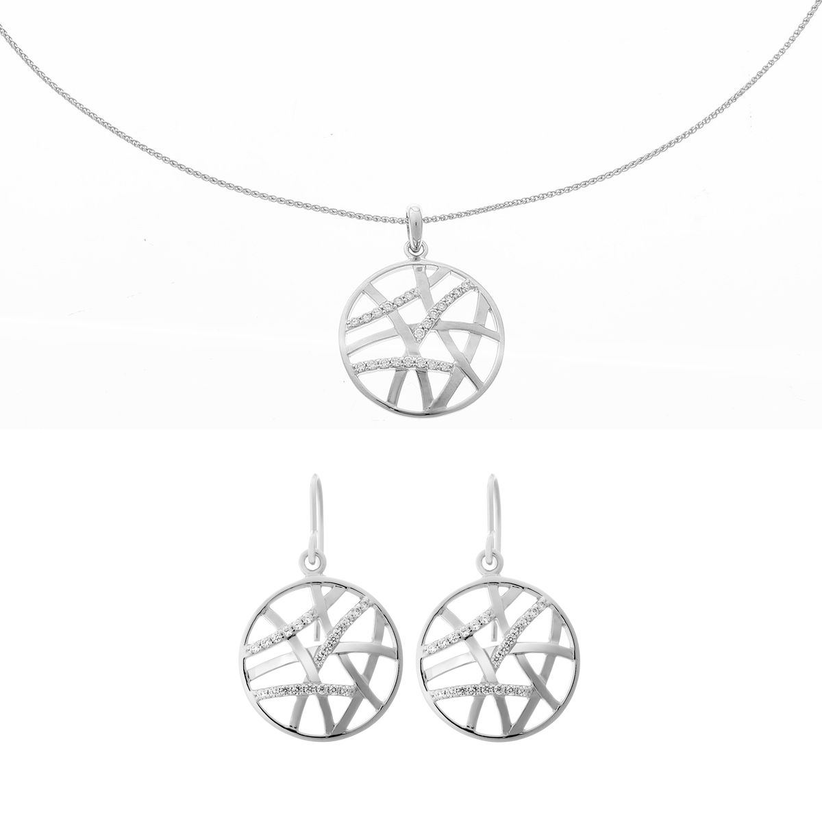 Orphelia 'Amabella' Damen 925 Sterling Silber Set: Kettenanhänger + Ohrringe - Silber SET-7098