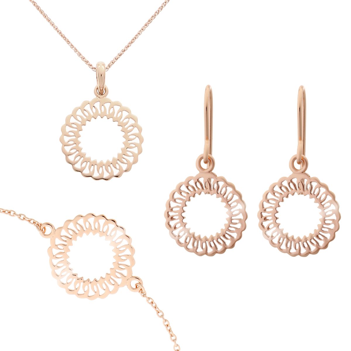 Orphelia 'Amada' Damen-Set aus 925er Sterlingsilber: Armband + Ohrringe + Halskette – Rosé SET-7075/1