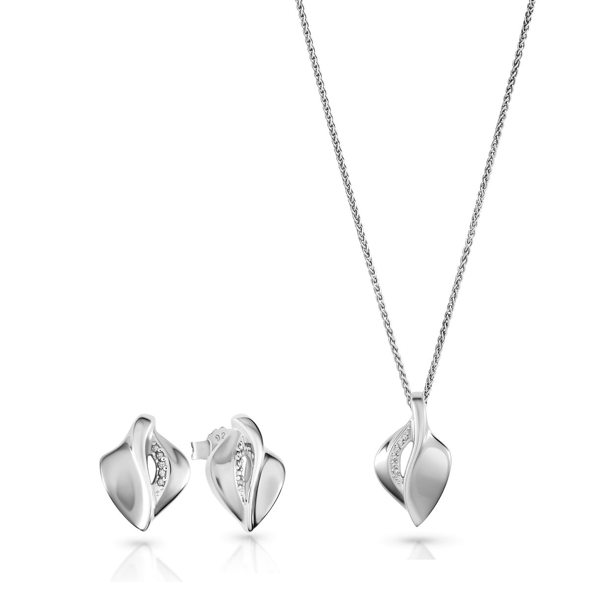Orphelia 'Anet' Damen 925 Sterling Silber Set: Kettenanhänger + Ohrringe - Silber SET-7520