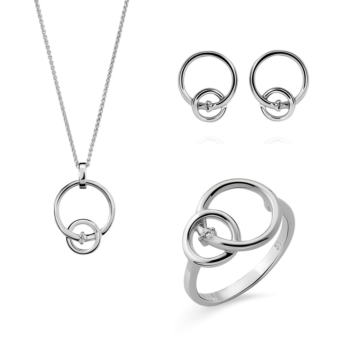 Orphelia 'Antoine' Damen-Set aus 925er Sterlingsilber: Halskette + Ohrringe + Ring – Silber SET-7503