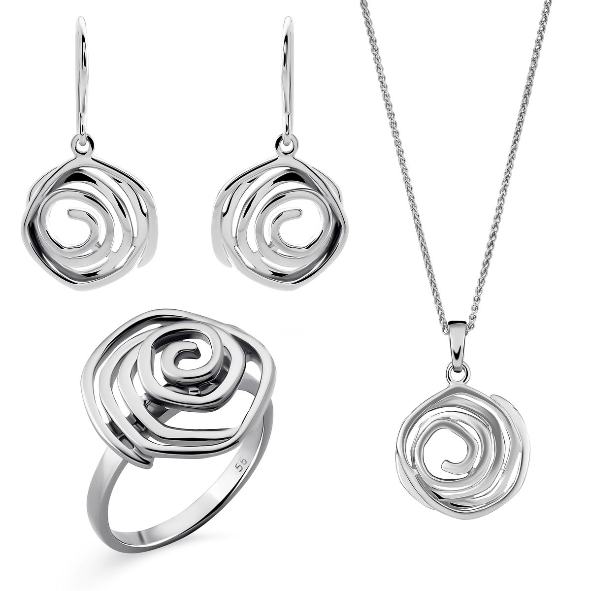 Orphelia 'Apolline' Damen-Set aus 925er Sterlingsilber: Halskette + Ohrringe + Ring – Silber SET-7500