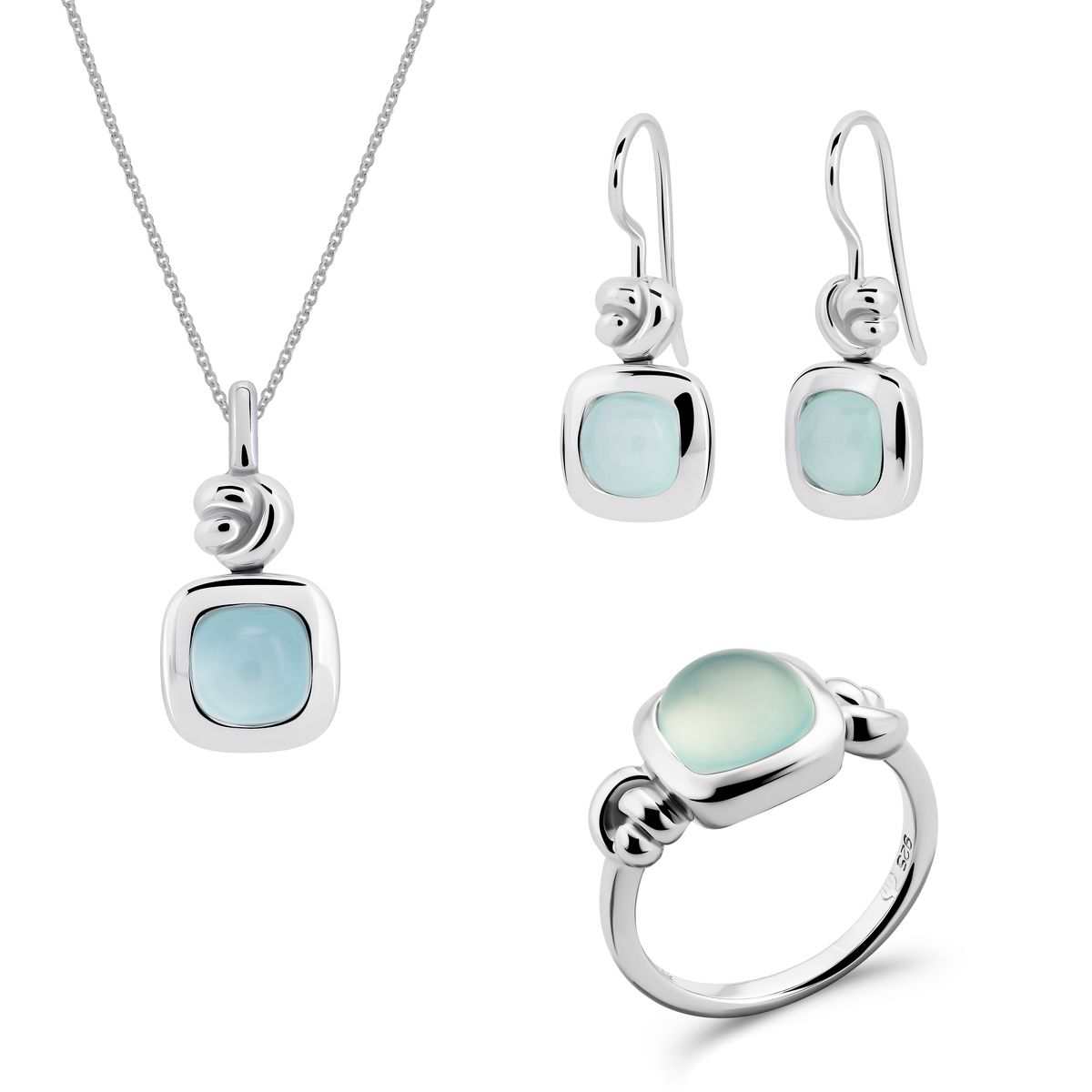 Orphelia 'Anat' Damen-Set aus 925er Sterlingsilber: Halskette + Ohrringe + Ring – Silber SET-7467