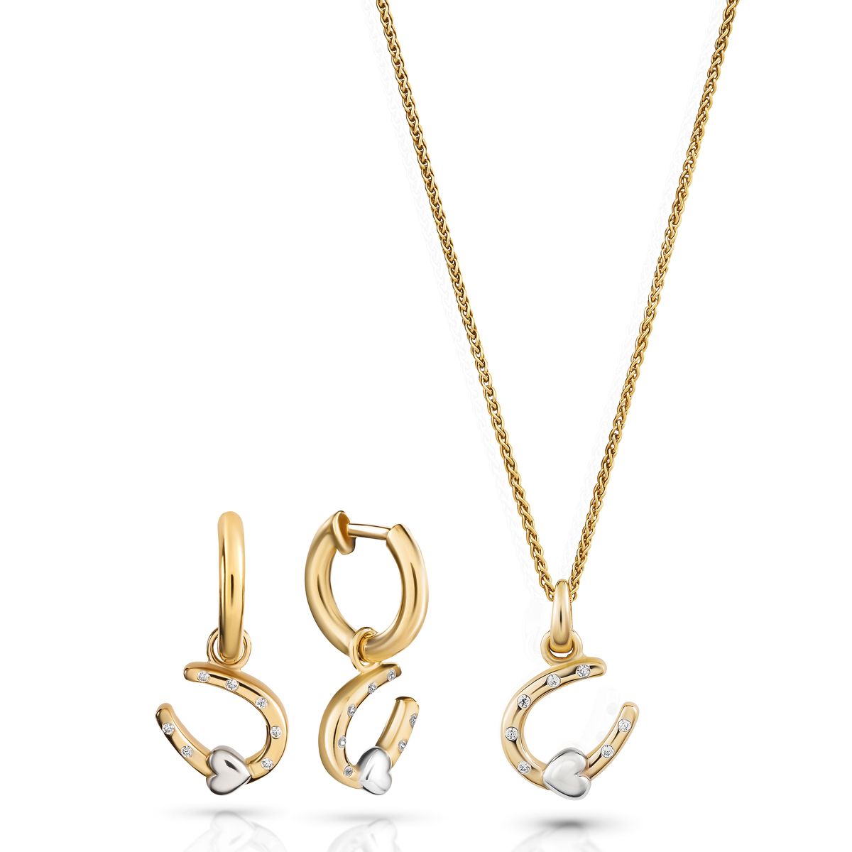 Orphelia 'Aurora' Damen 925 Sterling Silber Set: Kettenanhänger + Ohrringe - Silber/Gold SET-7525/G