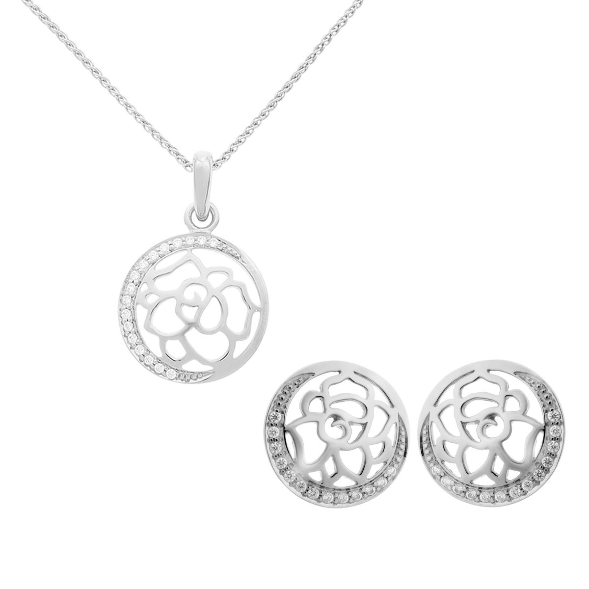 Orphelia 'Blair' Damen 925 Sterling Silber Set: Kettenanhänger + Ohrringe - Silber SET-7089