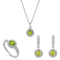 Orphelia 'Bristol' Damen 925 Sterling Silber Set: Halskette + Ohrringe + Ring - Silber SET-7579/G