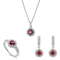 Orphelia 'Bristol' Damen 925 Sterling Silber Set: Halskette + Ohrringe + Ring - Silber SET-7579/P