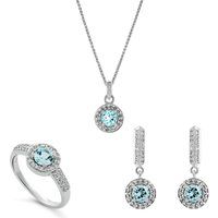 Orphelia 'Bristol' Damen 925 Sterlingsilber Set: Halskette + Ohrringe + Ring - Silber SET-7579/B