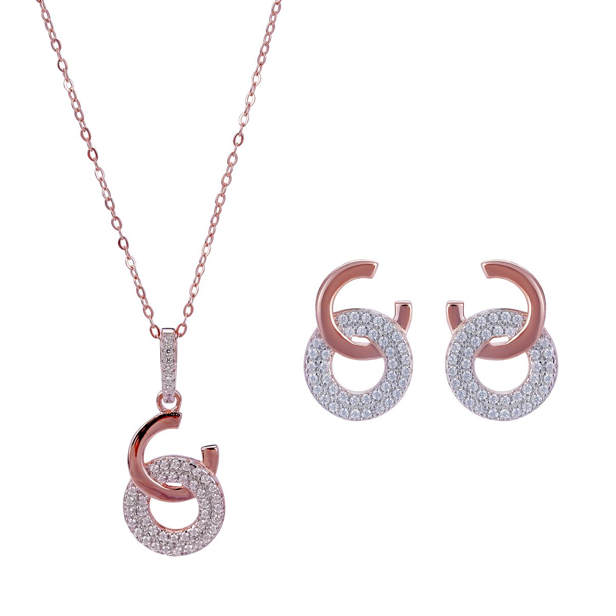 Orphelia 'Carleen' Damen-Set aus 925er Sterlingsilber: Kettenanhänger + Ohrringe - Rosé SET-7440