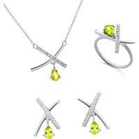 Orphelia 'Charlotte' Damen 925 Sterling Silber Set: Halskette + Ohrringe + Ring - Silber SET-7580/P