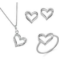 Orphelia 'Cecilia' Damen 925 Sterlingsilber Set: Halskette + Ohrringe + Ring - Silber SET-7584