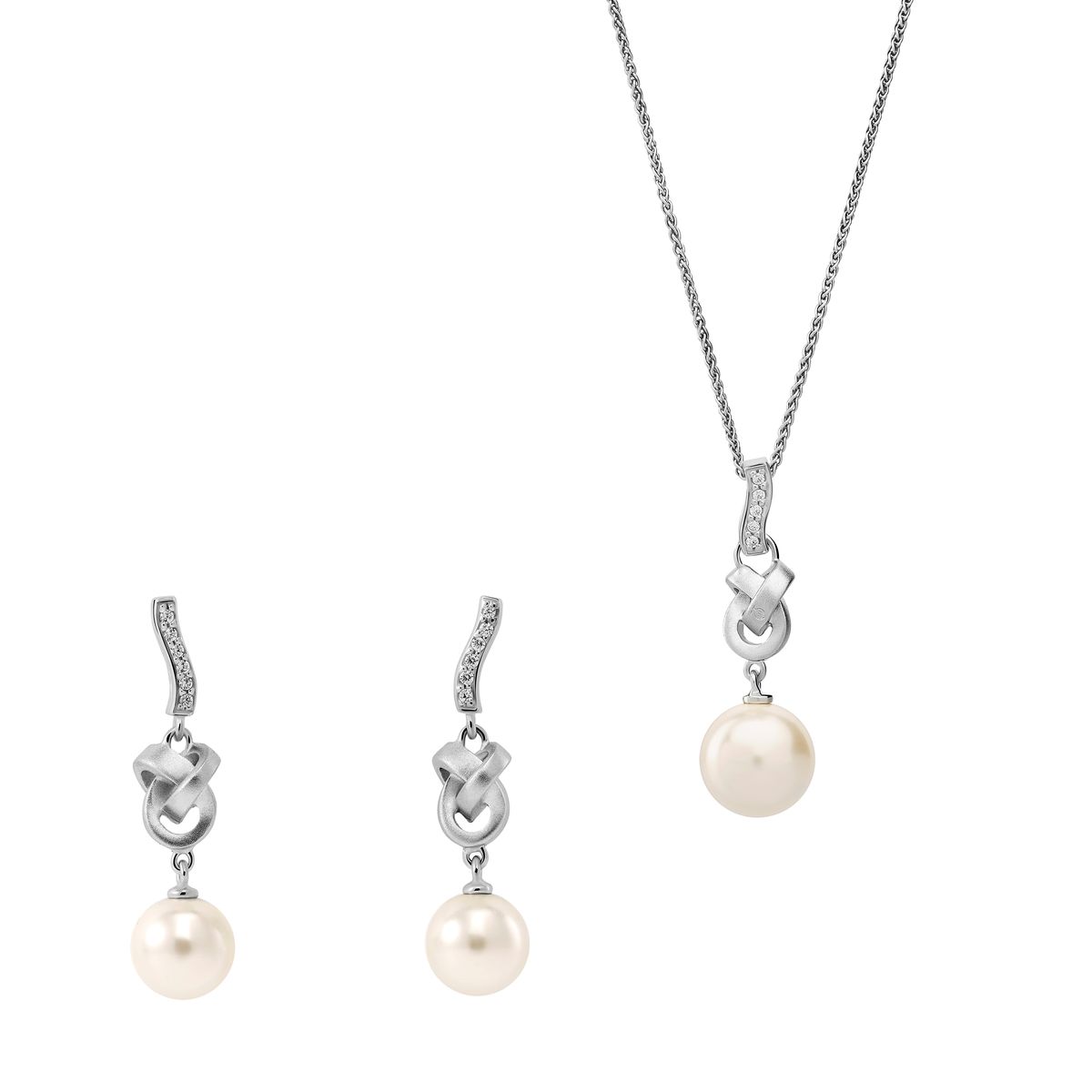 Orphelia 'Clara' Damen 925 Sterling Silber Set: Kettenanhänger + Ohrringe - Silber SET-7515