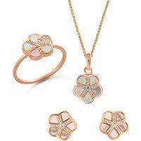 Orphelia 'Daisy' Damen 925 Sterling Silber Set: Halskette + Ohrringe + Ring - Rose SET-7585/RG