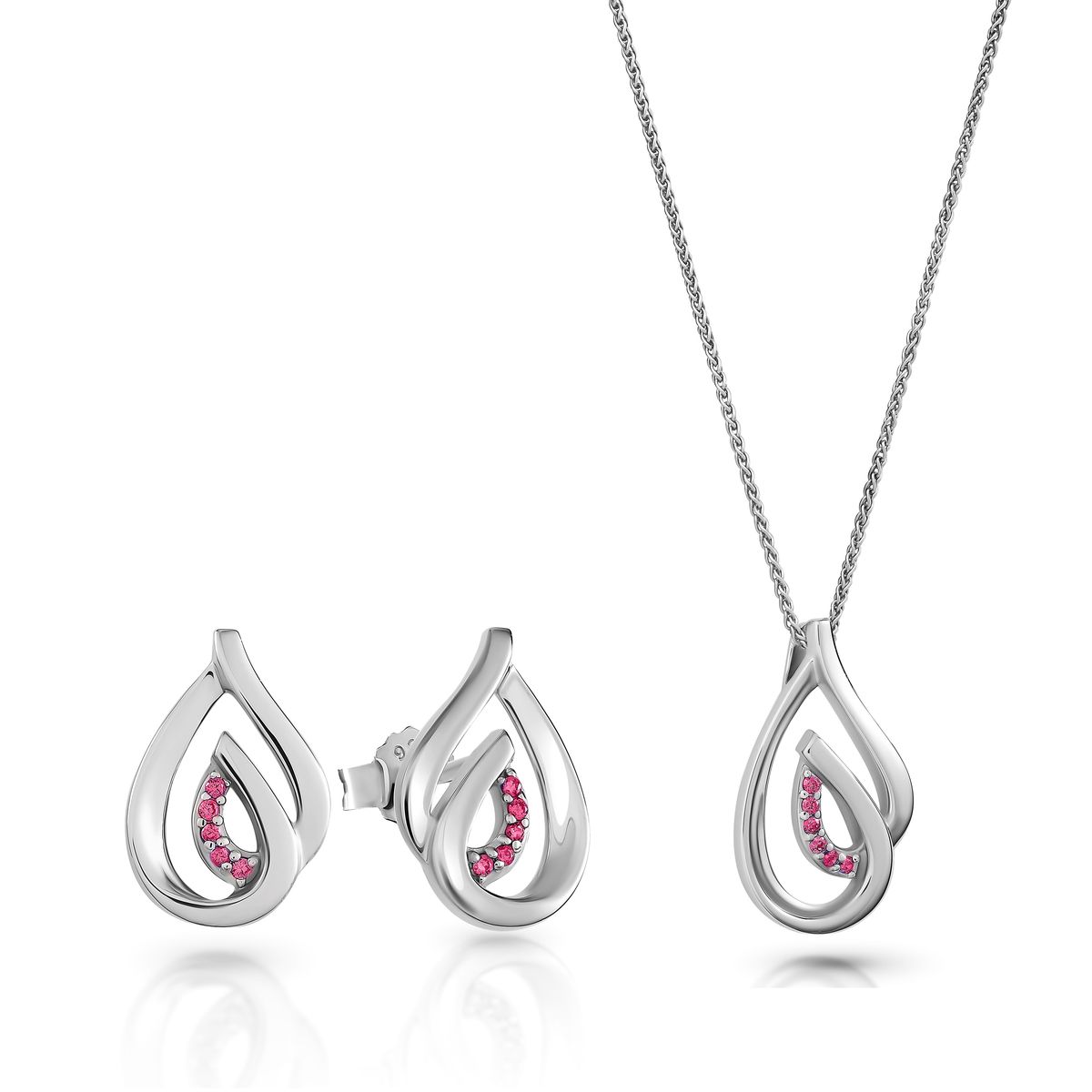 Orphelia 'Dazzle' Damen 925 Sterling Silber Set: Kettenanhänger + Ohrringe - Silber SET-7518/R