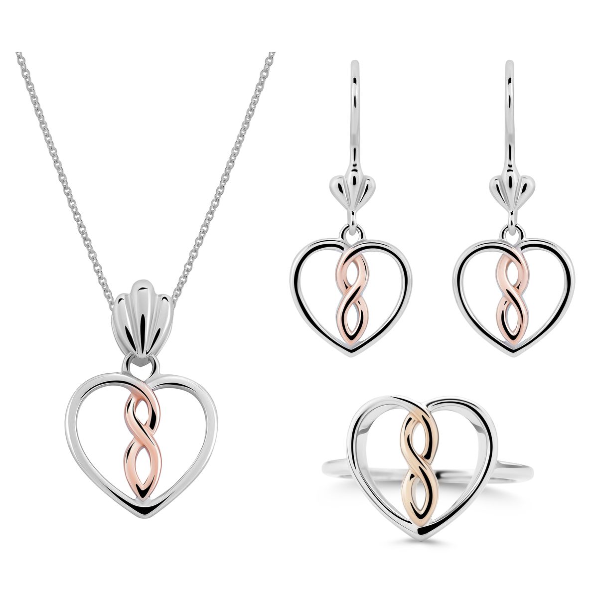 Orphelia 'Delilah' Damen-Set aus 925er Sterlingsilber: Halskette + Ohrringe + Ring – Silber/Rosé SET-7475