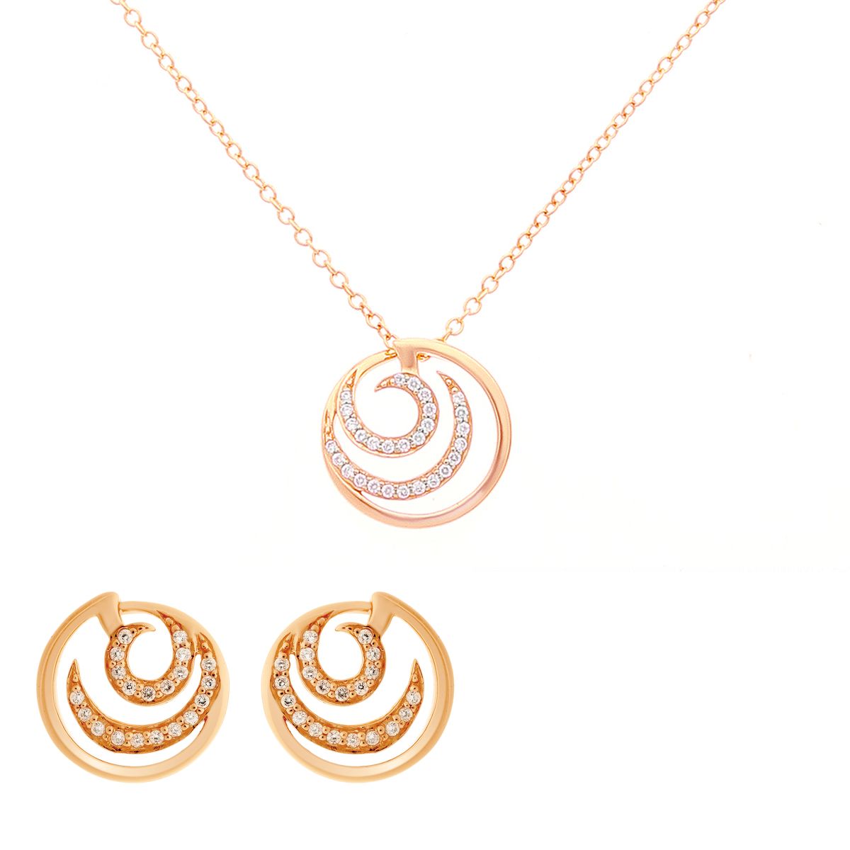 Orphelia 'Elaine' Damen 925 Sterling Silber Set: Kette-Anhänger + Ohrringe - Rose SET-7084/1