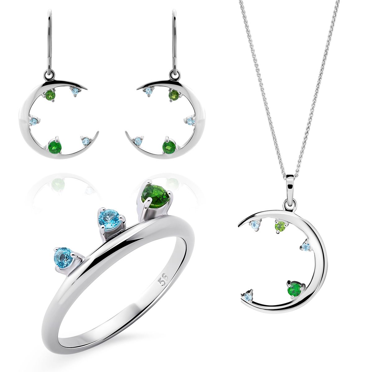 Orphelia 'Eline' Damen-Set aus 925er Sterlingsilber: Halskette + Ohrringe + Ring – Silber SET-7497