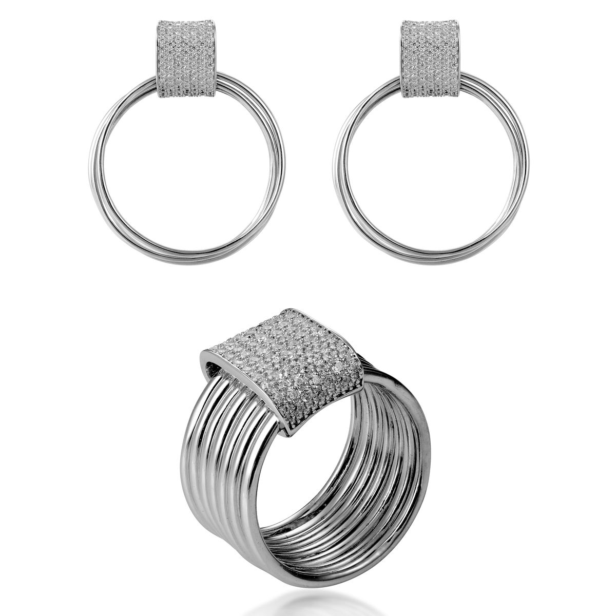 Orphelia 'Eleanor' Damen-Set aus 925er Sterlingsilber: Ohrringe + Ring – Silber SET-7417