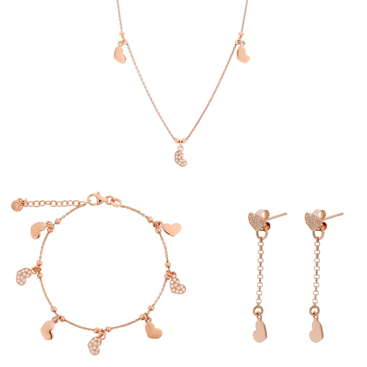 Orphelia 'Elisa' Damen-Set aus 925er Sterlingsilber: Kette + Armband + Ohrringe – Rosé SET-7381
