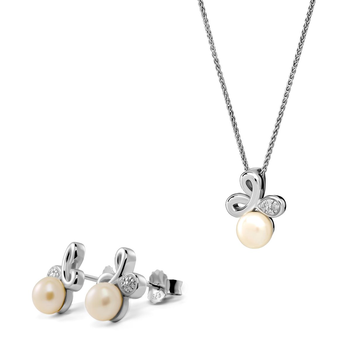 Orphelia 'Elisabeth' Damen 925 Sterling Silber Set: Kettenanhänger + Ohrringe - Silber SET-7511