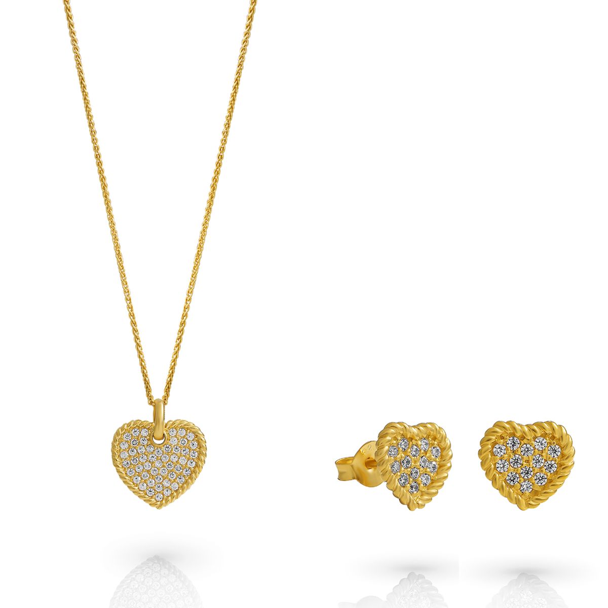 Orphelia 'Elite' Damen-Set aus 925er Sterlingsilber: Halskette + Ohrringe – Gold SET-7566/G