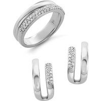 Orphelia 'Emily' Damen 925 Sterling Silber Set: Ohrringe + Ring - Silber SET-7581