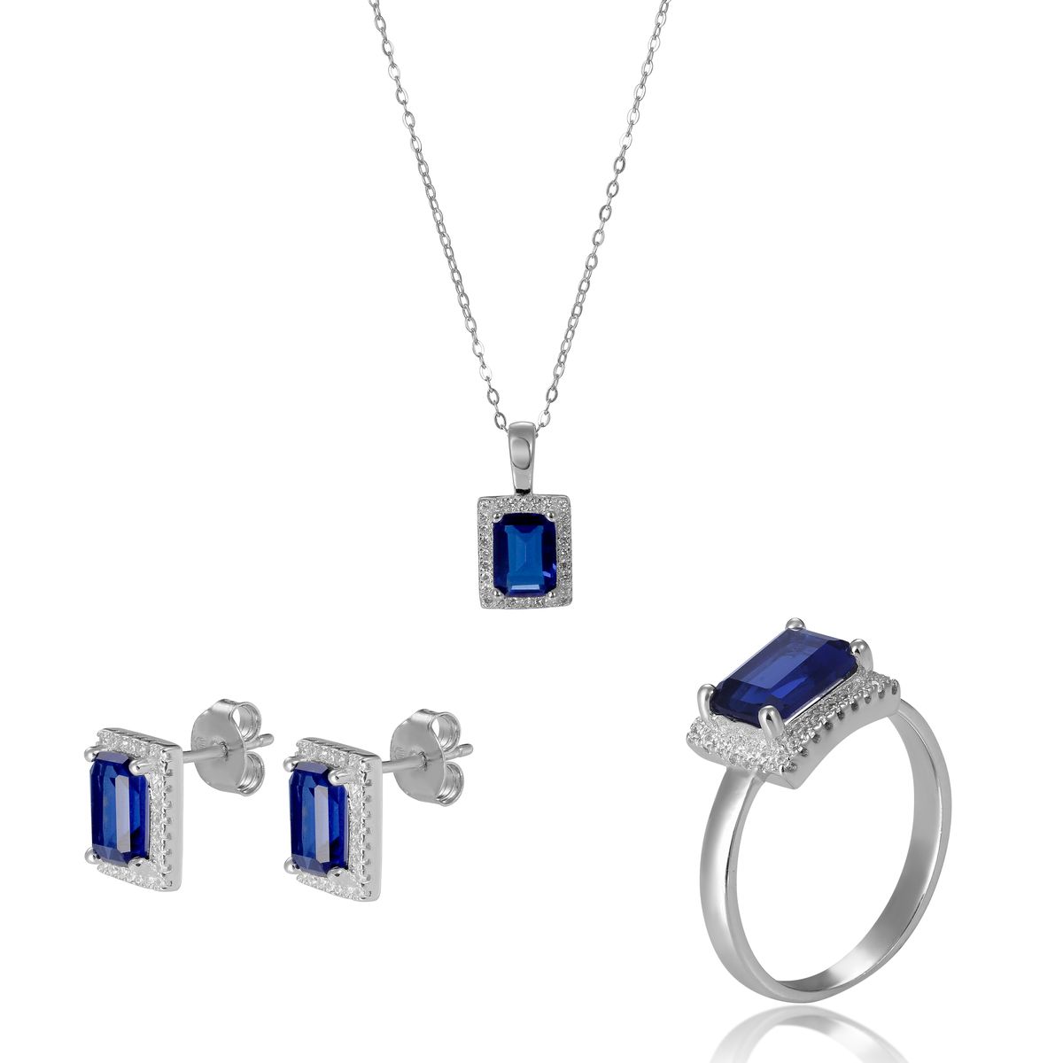 Orphelia 'Enora' Damen Set aus 925er Sterlingsilber: Halskette + Ohrringe + Ring - Silber SET-7425/SA