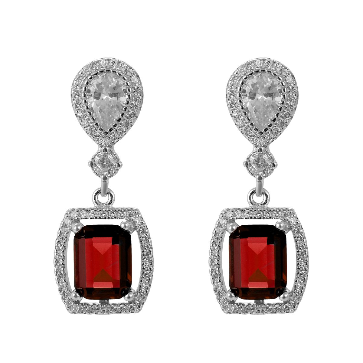 Elegantes Rubin-Schmuckset im Smaragdschliff