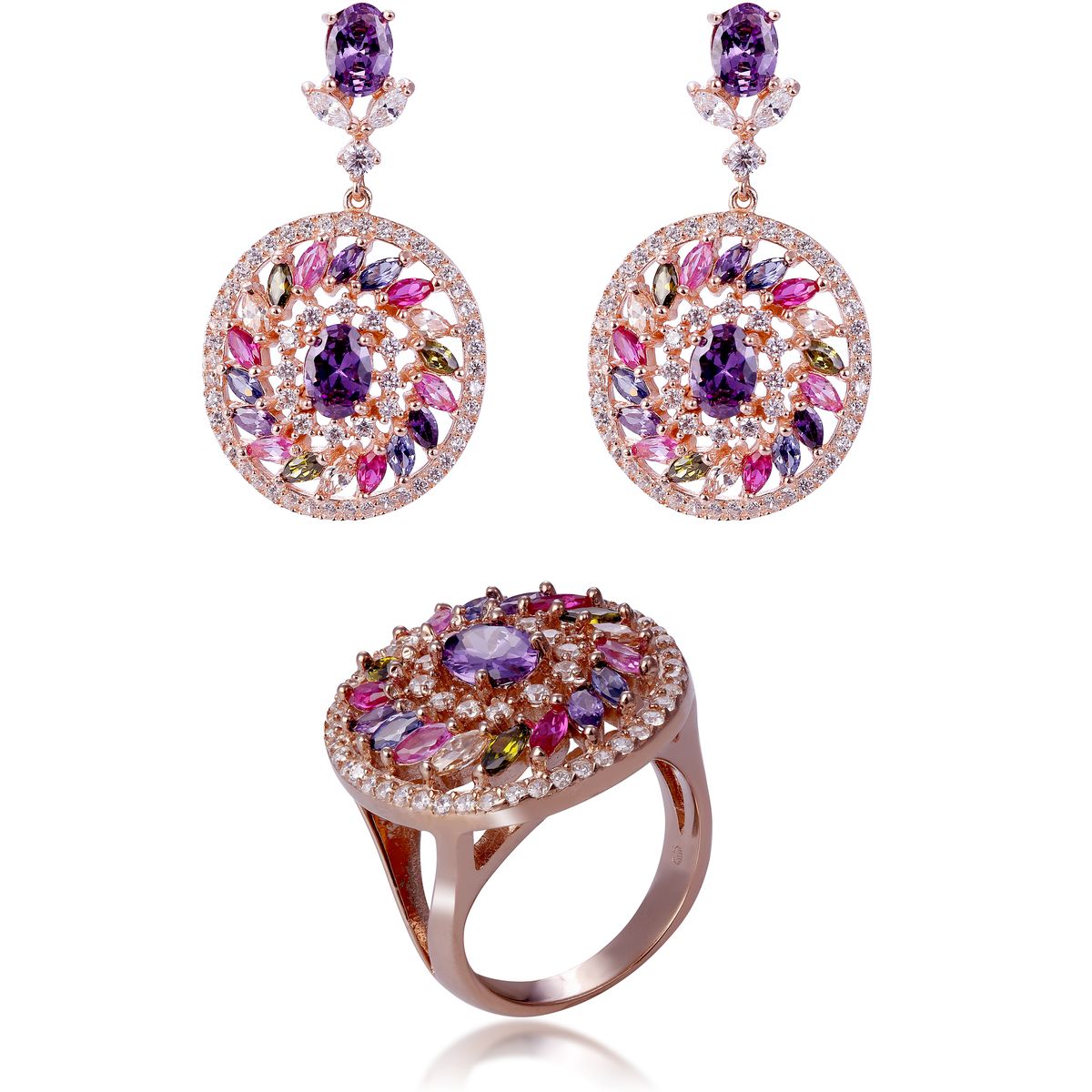 Orphelia 'Enya ' Damen-Set aus 925er Sterlingsilber: Ohrringe + Ring – Rosé SET-7428/RG