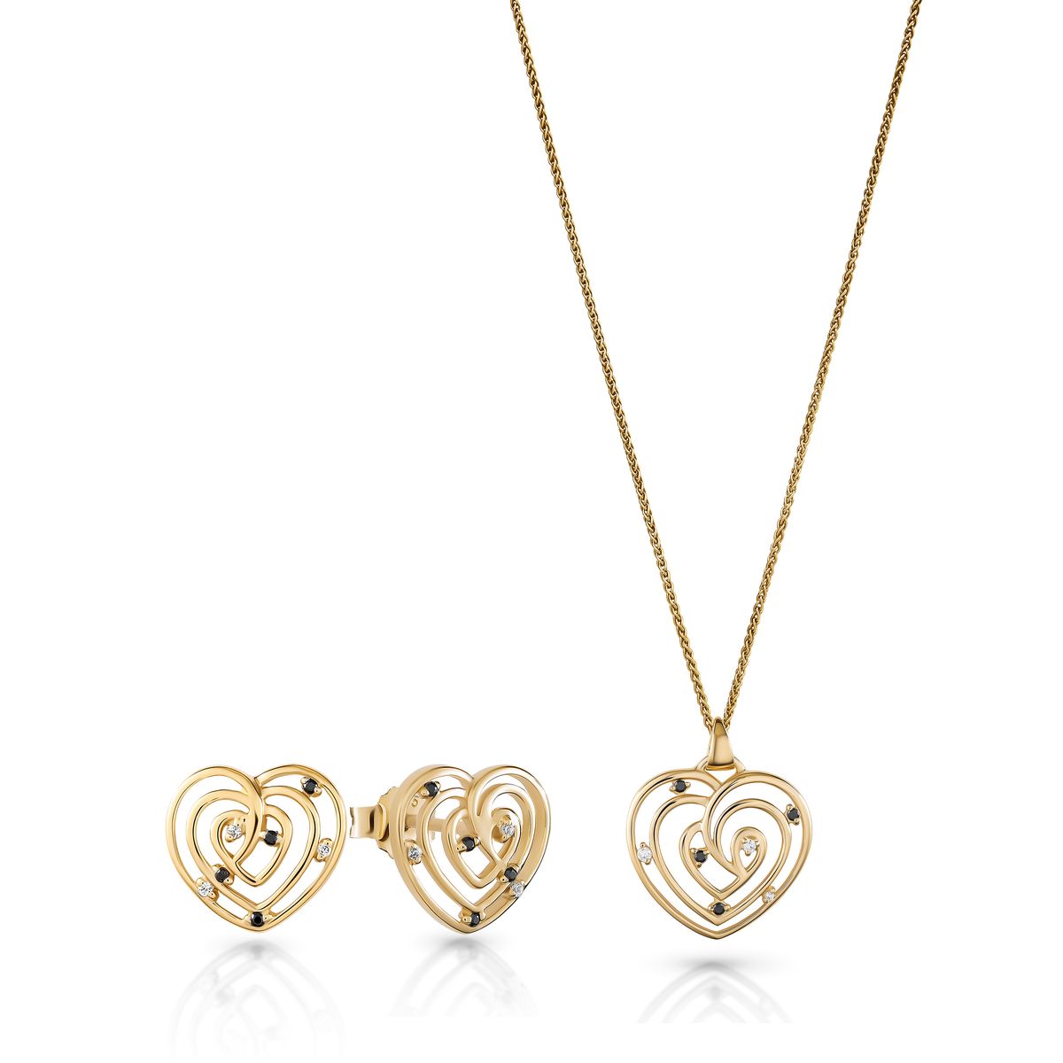 Orphelia 'Euphoria' Damen 925 Sterling Silber Set: Halskette-Anhänger + Ohrringe - Gold SET-7522/G