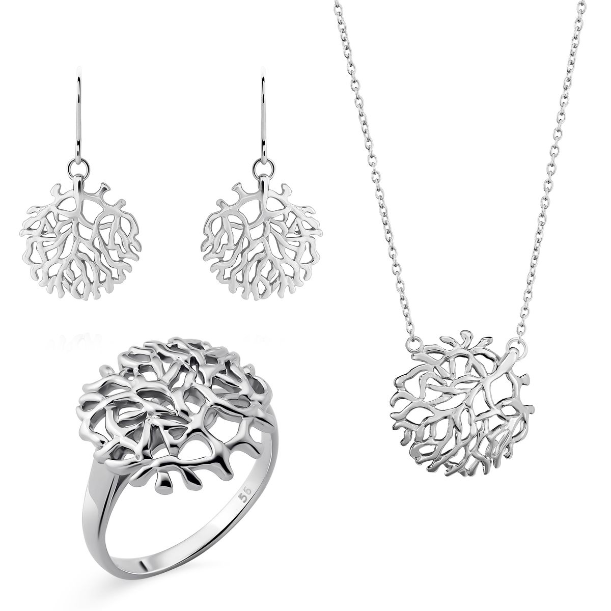 Orphelia 'Flavie' Damen-Set aus 925er Sterlingsilber: Halskette + Ohrringe + Ring – Silber SET-7502