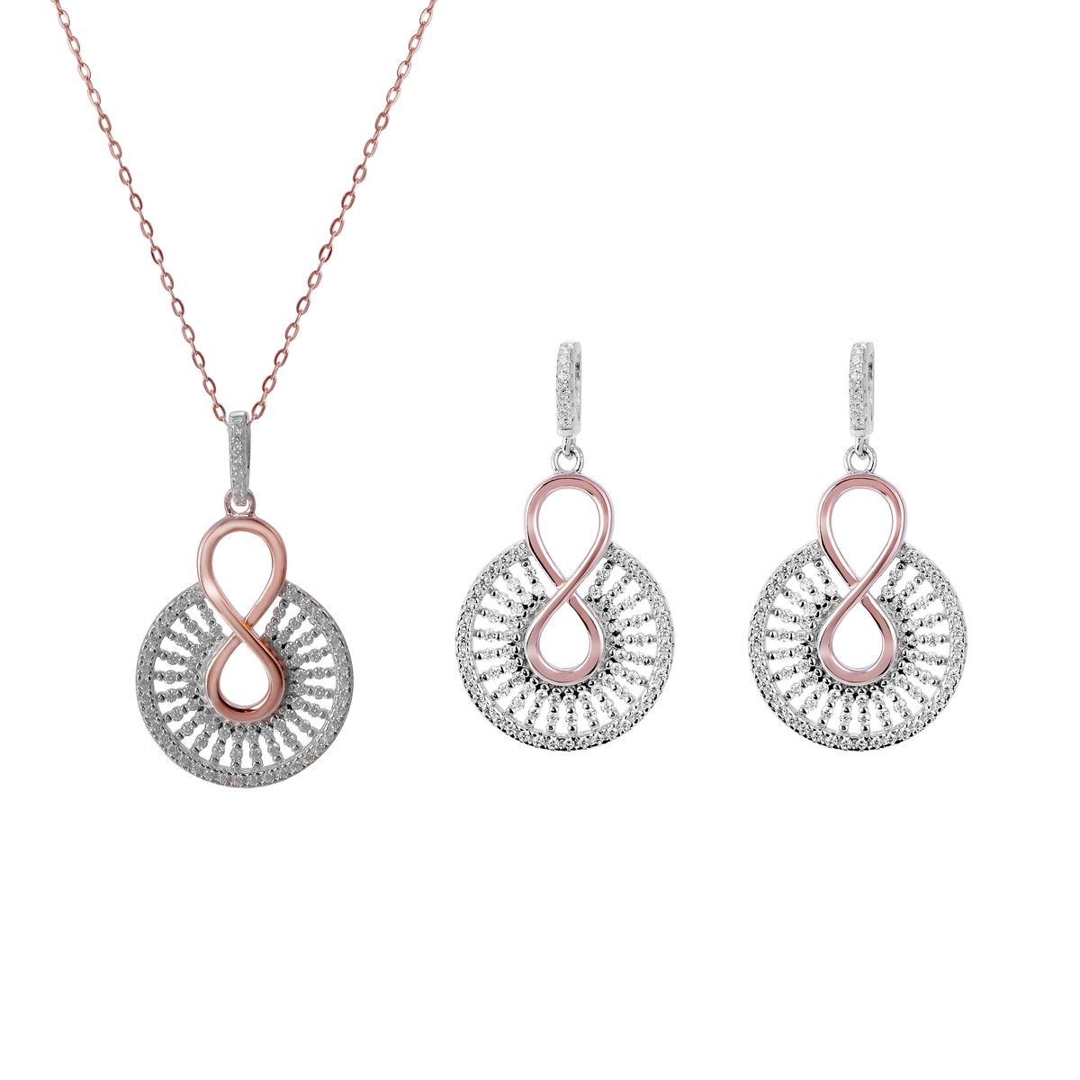 Orphelia 'Frida' Damen-Set aus 925er Sterlingsilber: Halskette + Ohrringe – Rosé SET-7437